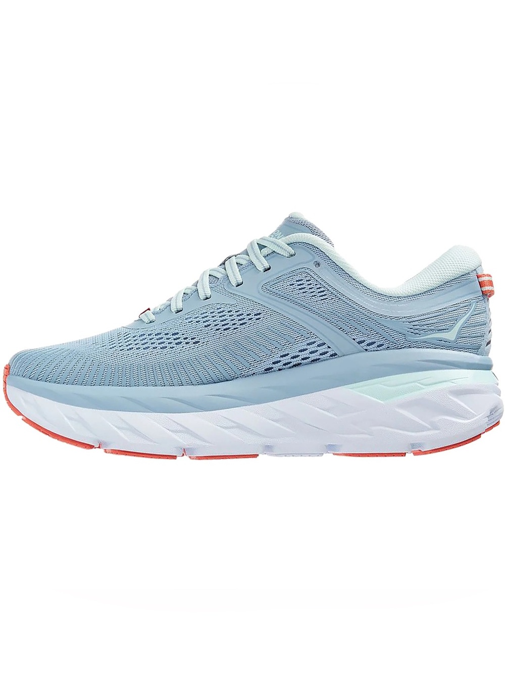 Hoka One One Bondi 7 Blue and Coral Running Shoes - Picture 2 of 13